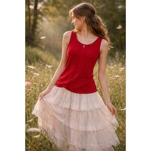 Red crochet fairy tank top